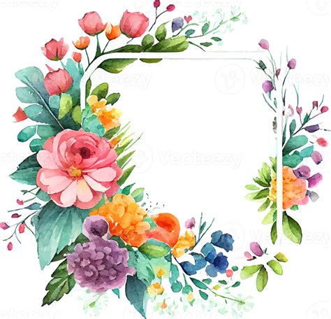 Cute Watercolor Frame With Spring Flowers 17257672 PNG