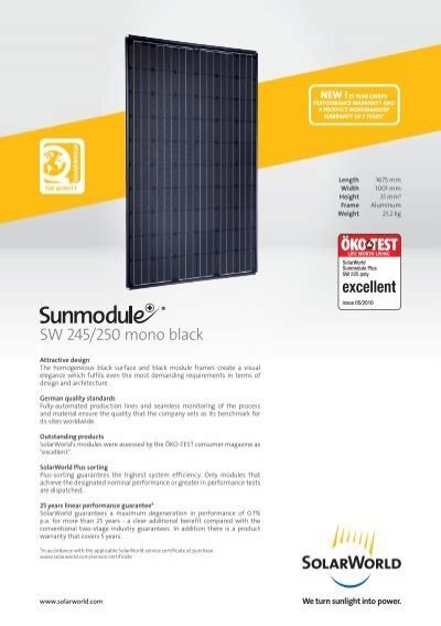 Solarworld Sunmodule Sw 245 250 Mono Black Rexel Renewable