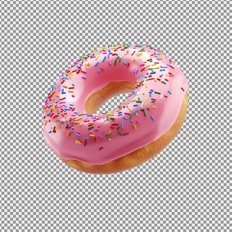 Premium PSD Sprinkled Pink Donut Frosted Sprinkled Donut On White