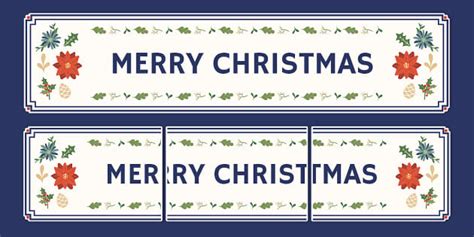 Winter Botanical Themed Merry Christmas Display Banner