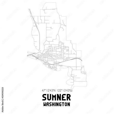 Sumner Washington. US street map with black and white lines. Stock ...