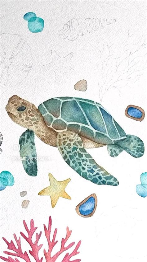 Tortuga Acuarela En Pinturas Peque As Lienzos Pintados Arte En