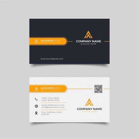 Premium Vector Modern Business Card Black And Orange Elegant