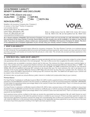 Fillable Online PREMIER 3 ANNUITY BENEFIT SUMMARY AND DISCLOSURE