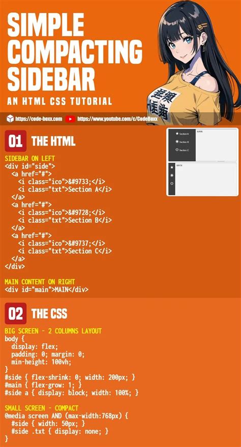 Simple Compacting Sidebar Html Css Css Learn Computer Coding