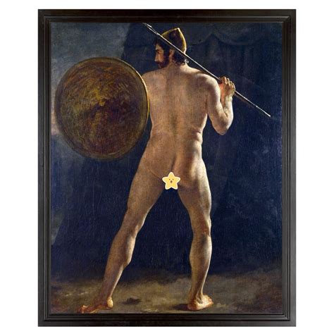 19th Century Male Nude Art French Academy Nude Study Naked Warrior Painting Back View Naked