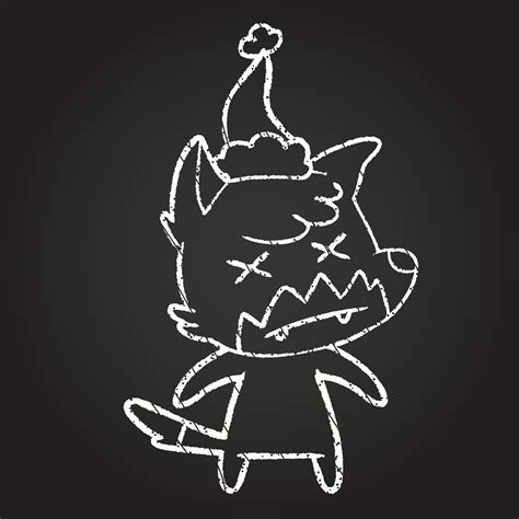 Christmas Fox Chalk Drawing 13117330 Vector Art at Vecteezy