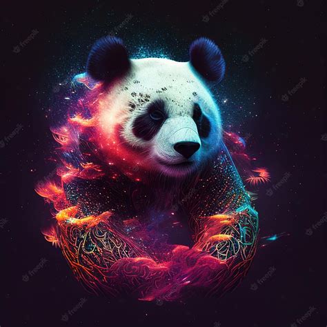 Premium Photo | A panda with a colorful background