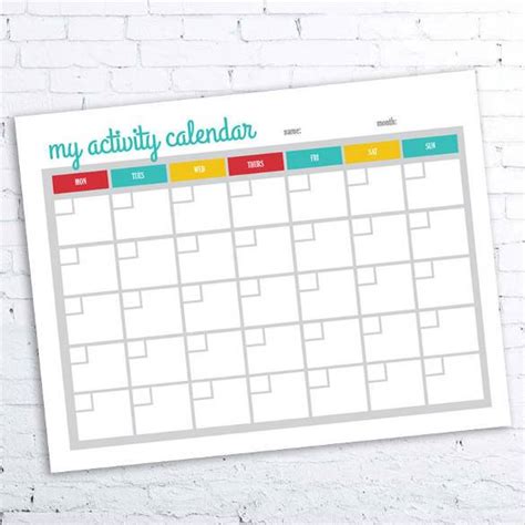 Free Blank Printable Activity Calendar