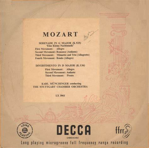 Münchinger Karl Mozart KV 525 136 Decca LX 3061 1951 Münchinger