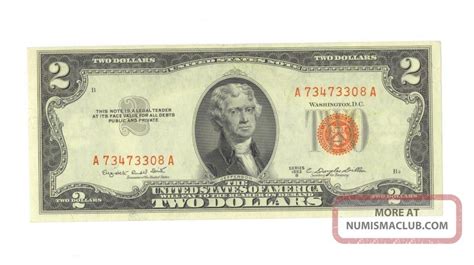 Us Series 1953 B Red Seal $2 (two Dollar Bill) (2)