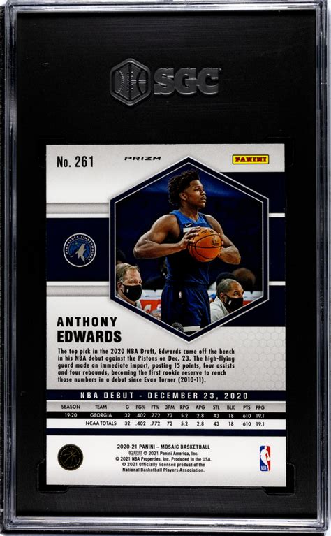 2020 21 Panini Mosaic Anthony Edwards NBA Debut Yellow Reactive SGC 10