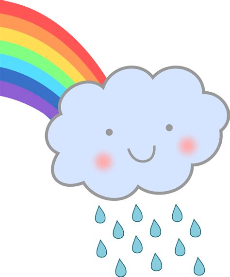 Drawing Of Rainbow In Rain Cartoon Cloud Children S Drawing Simple