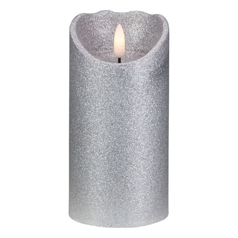 Northlight 6 Silver Glitter Flameless Battery Operated Christmas Decor Candle The Home Depot