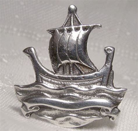 Thomas Kerr Ebbutt Galleon Sailing Ship Sterling Silver Pin Brooch