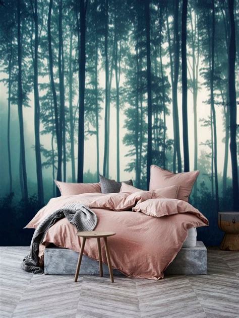 Misty Forest Wall Mural Removable Wallpaper Mural Forest - Etsy | Baum ...