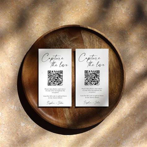 Capture The Love Qr Code Wedding Card Minimalist Photo Card Pics Or