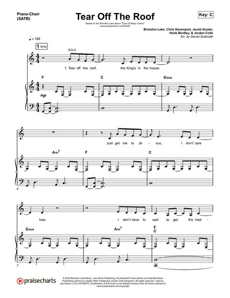 Tear Off The Roof Sheet Music PDF (Brandon Lake) - PraiseCharts