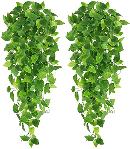 LOMOHOO 2pcs Artificial Plants Fake Hanging Ivy Vine Wall Hanging