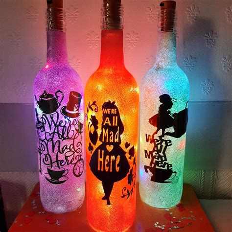 3 Alice In Wonderland Light Up Bottles Hand Painted Ts Etsy