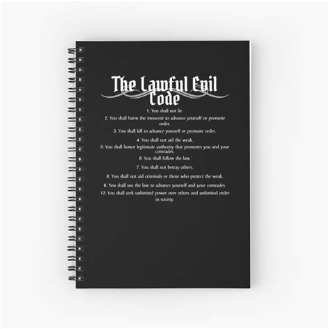 The Lawful Evil Code Dnd Alignment Chart Spiral Notebook By Toplinedesigns Redbubble