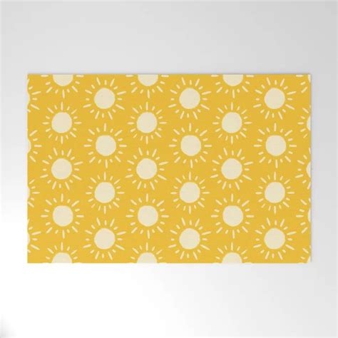 Retro Sun Pattern - Yellow Mustard Palette Welcome Mat | Welcome mats ...