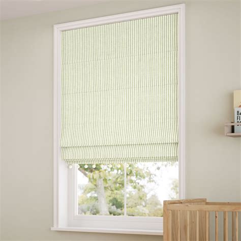 Ella Stripe Pistachio Chalk Trimmed Roman Blind