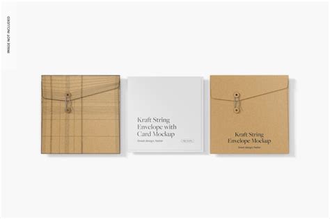 Premium PSD | Kraft String Envelopes with Card Mockup