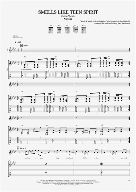 Smells Like Teen Spirit by Nirvana - Guitar & Vocals Guitar Pro Tab | mySongBook.com