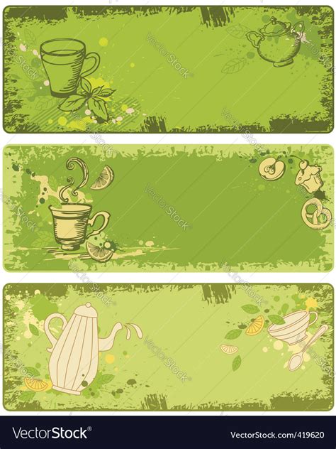 Set Of Green Tea Banners Royalty Free Vector Image