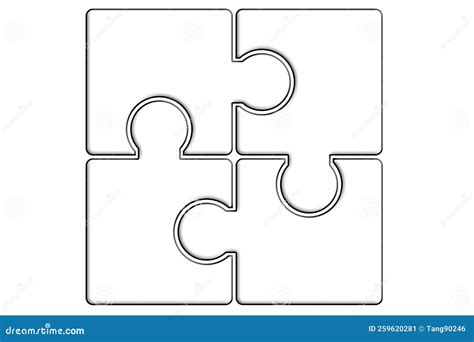 Blank Four Pieces Jigsaw Puzzle Isolated Stock Illustration