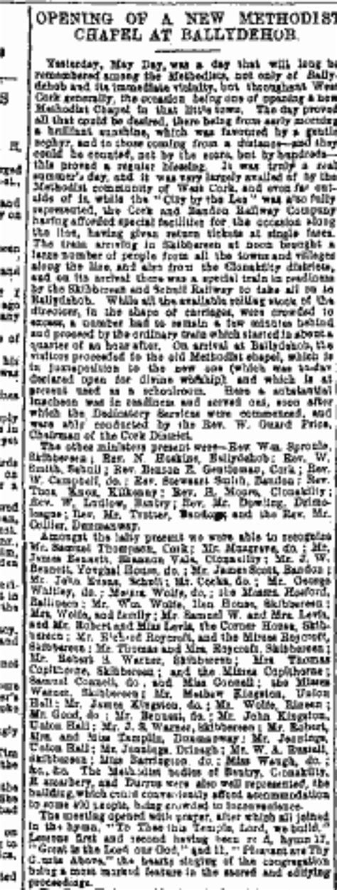 1891 New Methodist Chapel At Ballydehob West Cork History