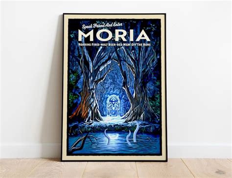 Mines Of Moria Lord Of The Rings Doors Of Durin Print Middle Earth