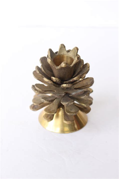 Vintage Brass Pinecone Candlestick Holder Pine Cone Shaped Etsy