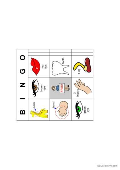 Bingo Body Parts English Esl Worksheets Pdf And Doc