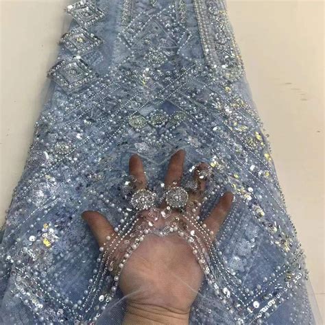 Beaded Fabric Bridal Luxury Tulle Lace Sequins Embroidery African Lace