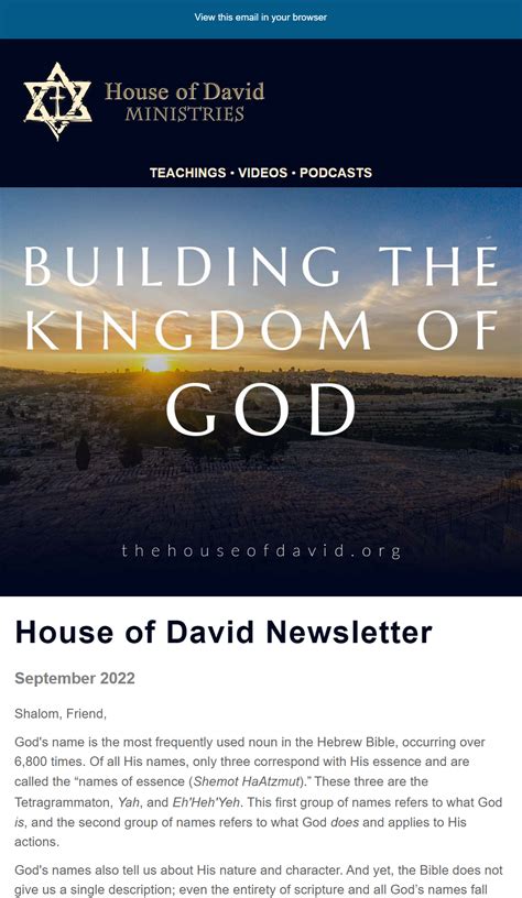 SIGN UP — House of David Ministries