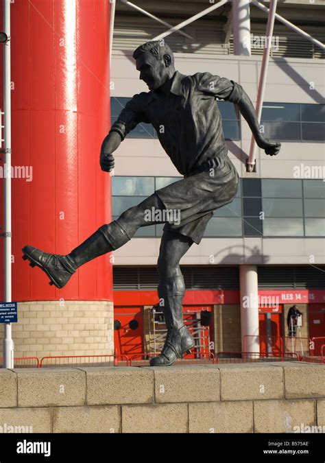 Statue Of Soccer Player Wilf Mannion Outside The Stadium Of