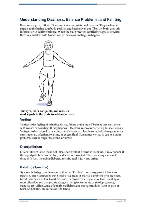 Pdf Understanding Dizziness Balance Problems And Fainting Healthclips Online