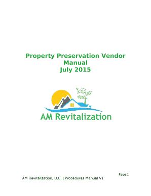 Property Preservation Vendor Manual Doc Template PdfFiller