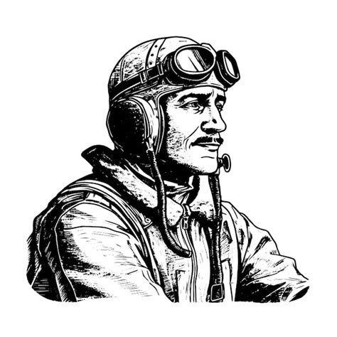 Premium Vector Pilot Vector Drawing Isolated Hand Drawn Engraved