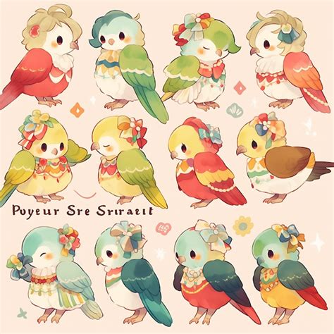 Premium Photo Colorful Female Parrot Chibi Kawaii Brazilian Fashion