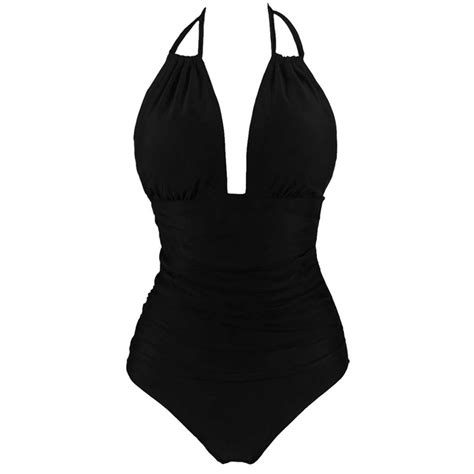 Womens Deep V Neck Sexy One Piece Swimsuit Tummy Control Monokinis