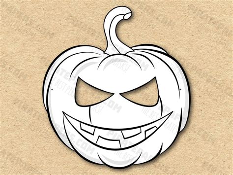 Pumpkin Mask Printable Coloring, Paper DIY for Kids and Adults. PDF ...