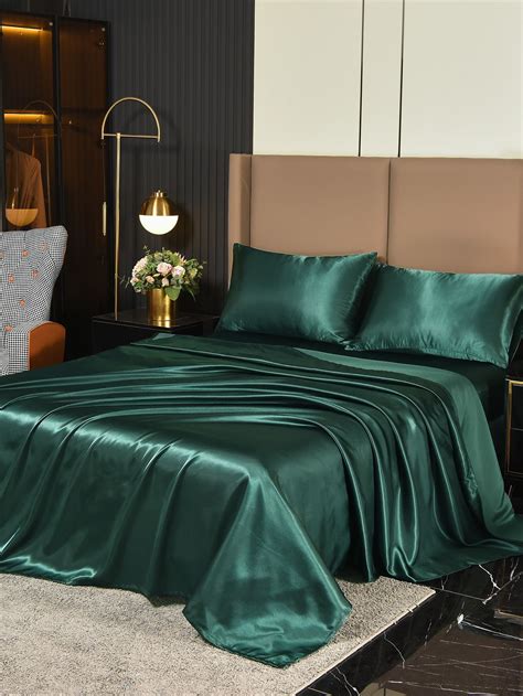 Dark Green Satin Sheet Set Without Filler