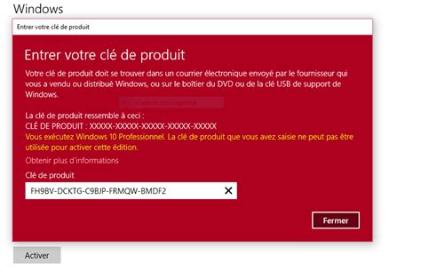 Activation Cle Windows 10