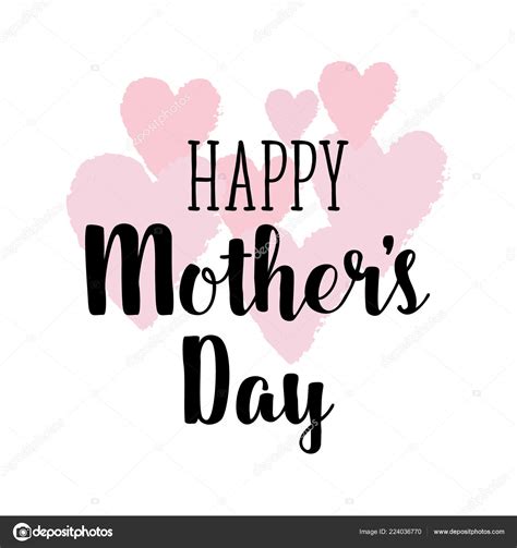 Happy Motherss Day Greeting Card Vector Hand Lettering Quote Pink