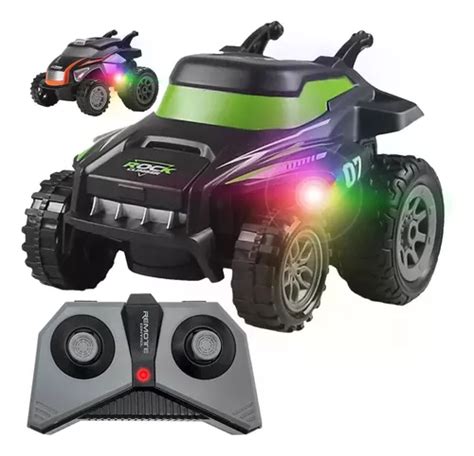 Auto A Radio Control Remoto Recargable Juguete 360 Luz Rgb Color Verde