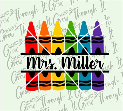 Teacher Svg Crayons Svg School Crayon Name Personalized Etsy