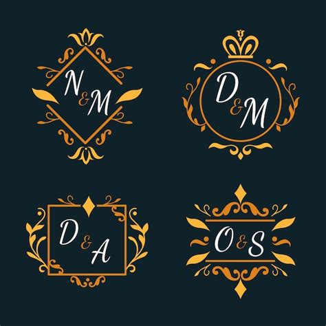 Paquete De Monogramas De Boda Floral Vector Gratis